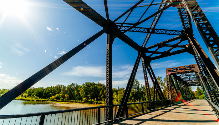 A photo of the CPR Pedestrian Bridge