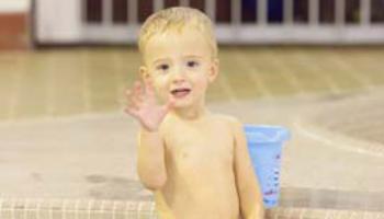 Michener - boy in pool landing tile