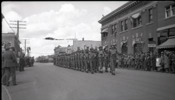 Red Deer Archives, N309; Victory Loan Parade on Gaetz Avenue, 1943