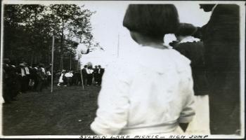 Red Deer Archives, P411; Pole vault event at Sylvan Lake picnic, 1925