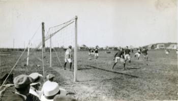 Red Deer Archives, P432; Playing football, 192?