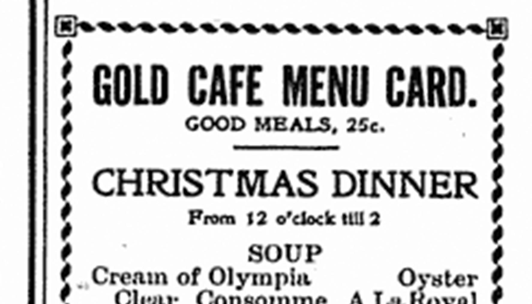 Advertisement for Gold Cage in Red Deer News, Dec. 21, 1910