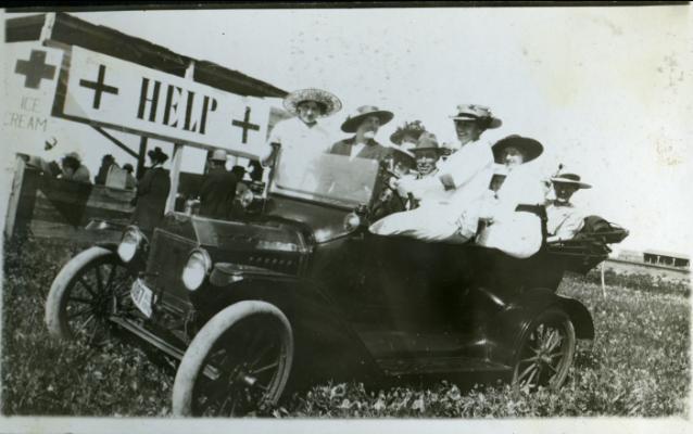 Red Deer Archives, P4831; Red Cross fundraising drive at Penhold, Alberta, 1916
