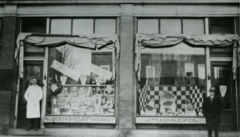 Photo of Alberta Meat Market building circa 1910-20