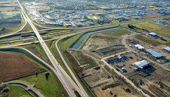 Overhead photo of part of Red Deer