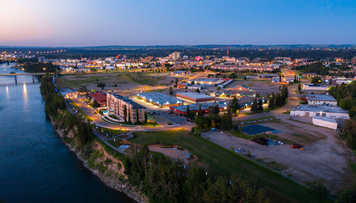 Capstone aerial view at night