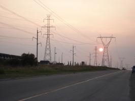 High voltage transmission lines in Red Deer