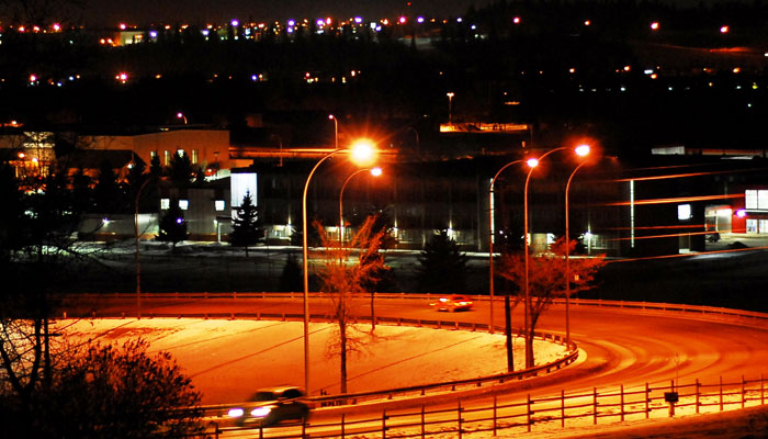 Streetlights at night