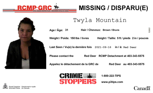 Missing person - Twyla Mountain