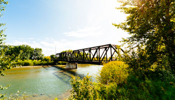 A photo of the CPR Pedestrian Bridge