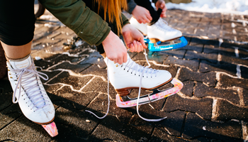 photo of figure skaters being tied at Bower Ponds