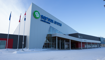 Photo of the outside of the Servus Arena
